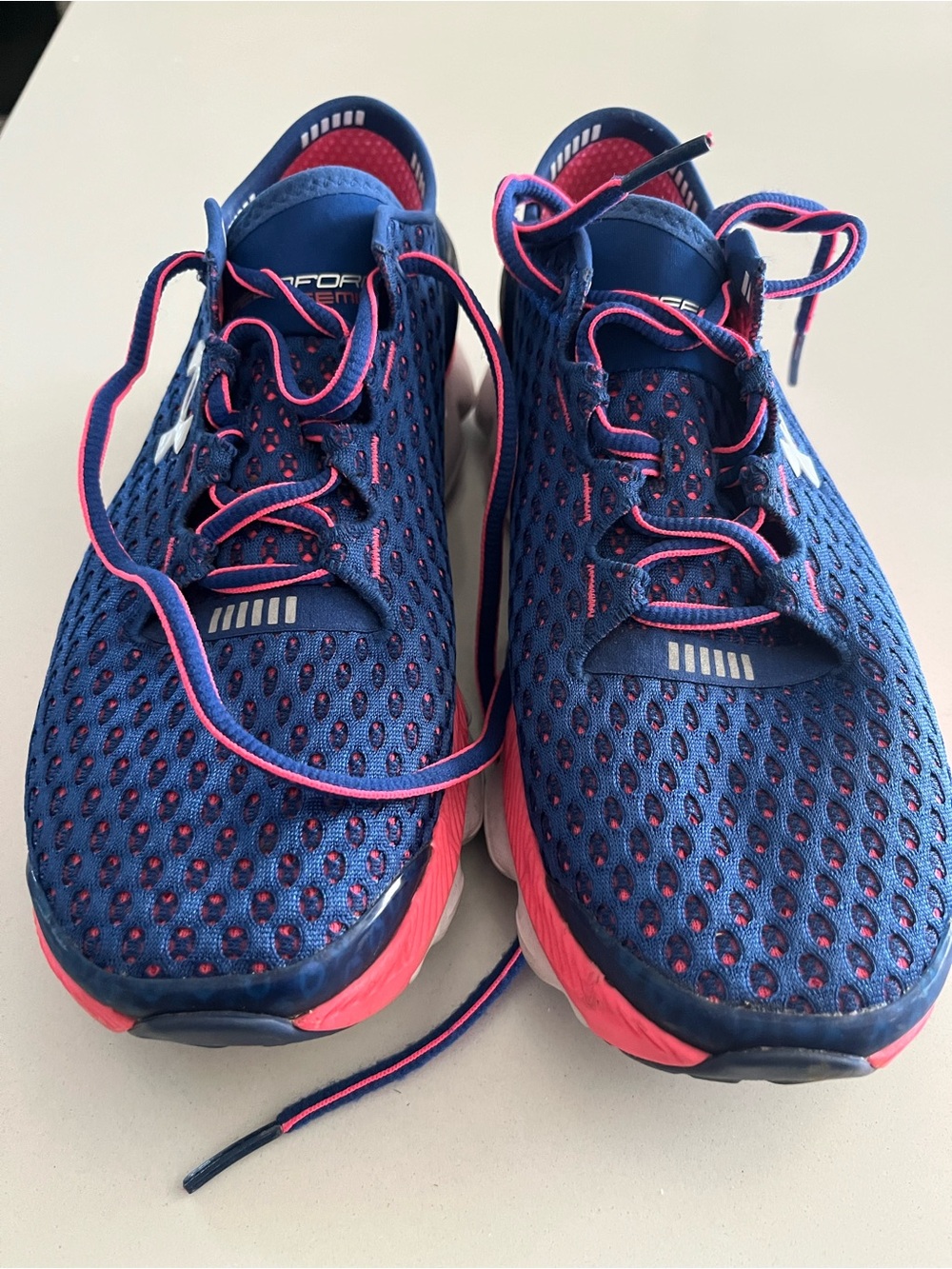 Under Armour Navy Blue Sneakers with Pink Accents